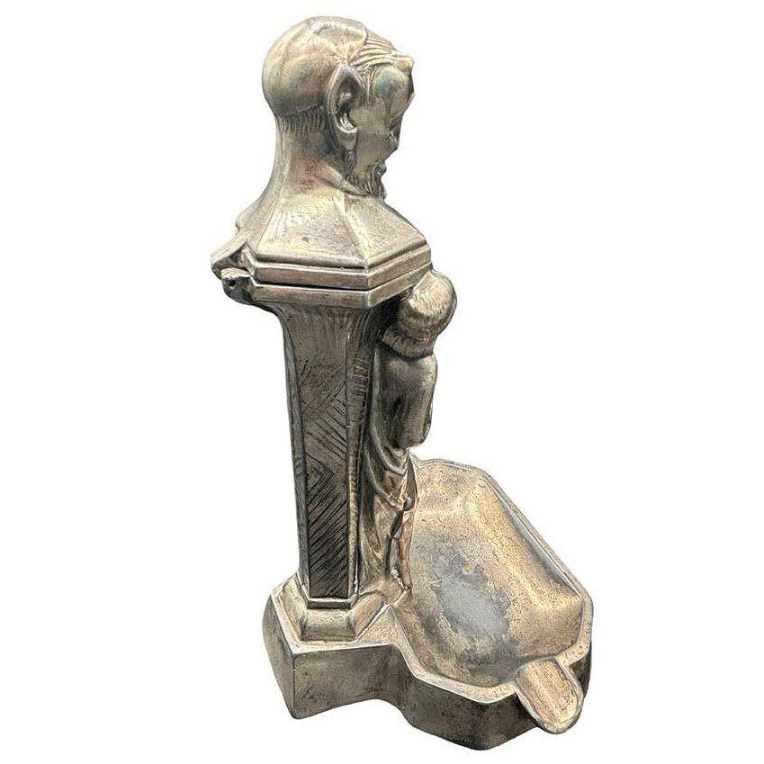 Inizio XX secolo RARO Nudo di donna che fuma con diavolo tentatore, posacenere figurativo con accendino in vendita