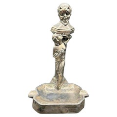 RARE Femme nue fumeuse avec diable tentateur Cendrier figuratif avec briquet