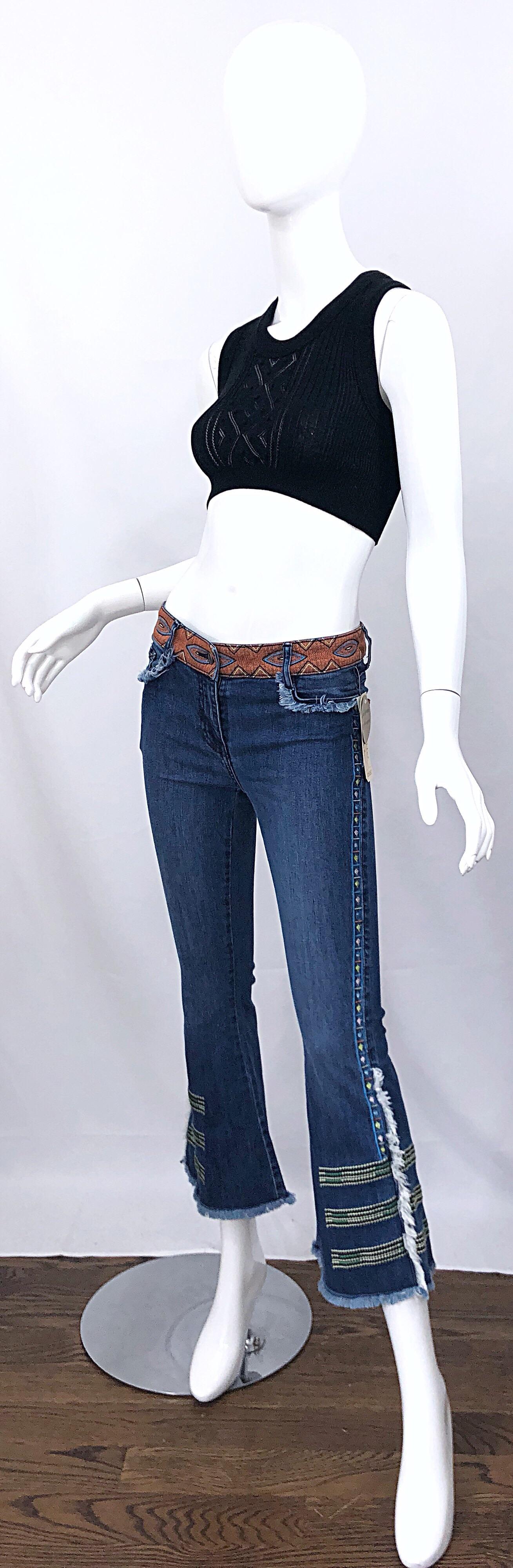 Rare NWT Early 2000s Nicole Miller Artelier Sz 26 Limited Edition Jeans Culottes For Sale 6