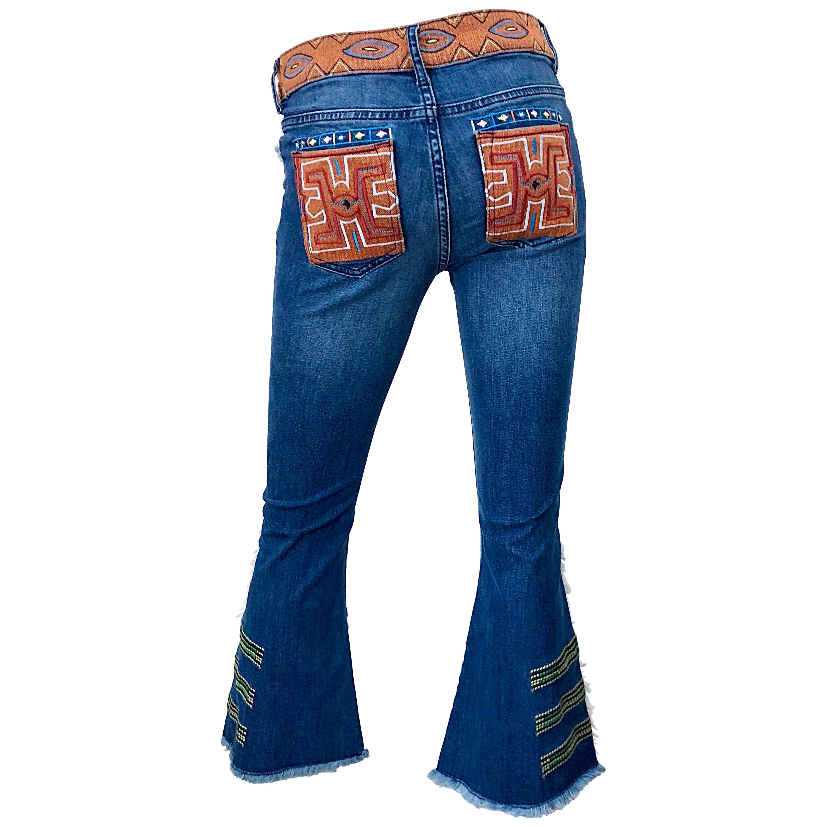 Raro NWT Early 2000s Nicole Miller Artelier Sz 26 Limited Edition Jeans Culottes en venta