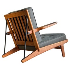 Rare Oak and Iron Armchair by Borge Mogensen for Fredericia