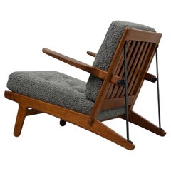 Vintage Rare Oak and Iron 'Easy Chair' by Borge Mogensen for Fredericia
