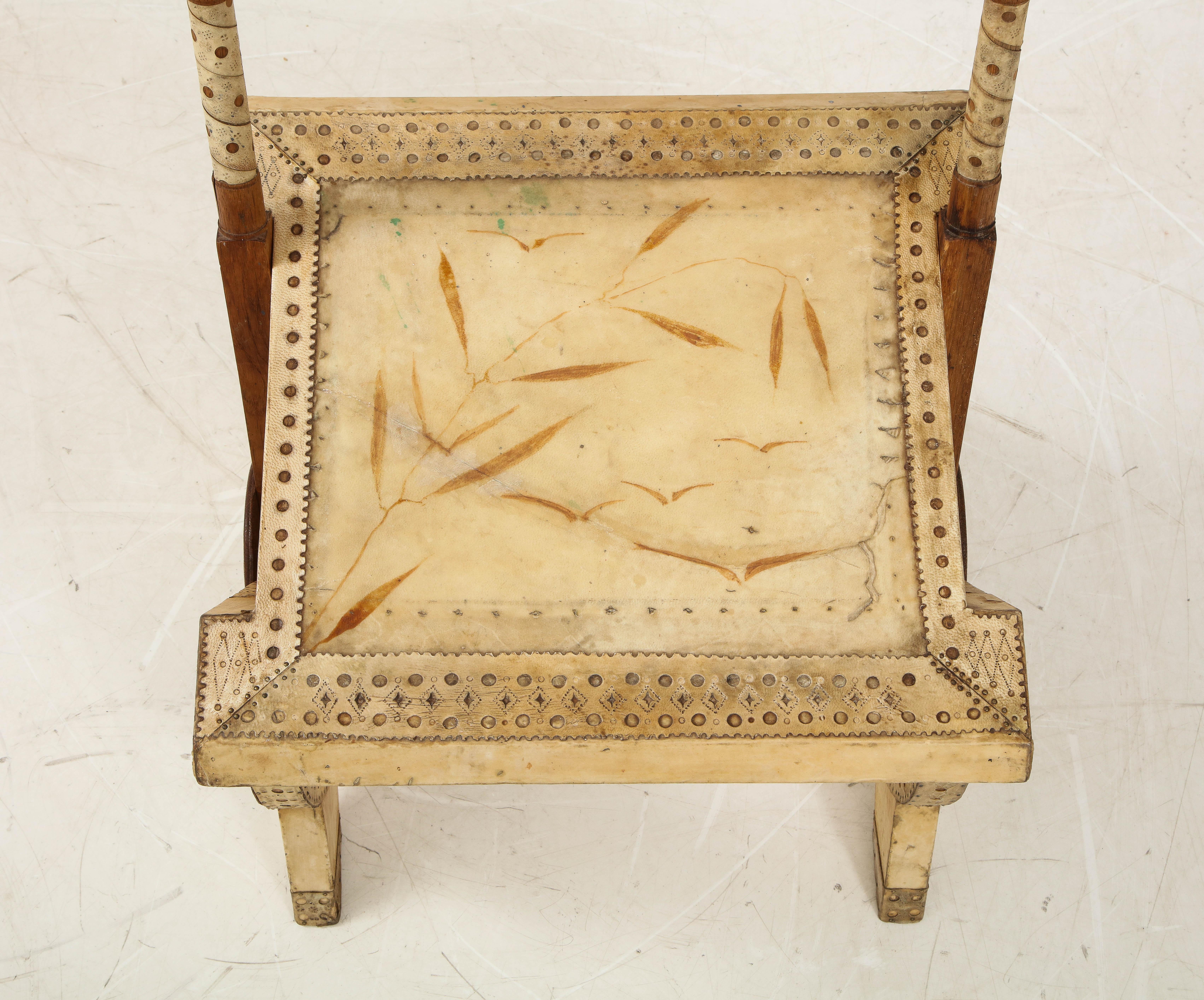 Rare Oak and Parchment Chair by Carlo Bugatti 1