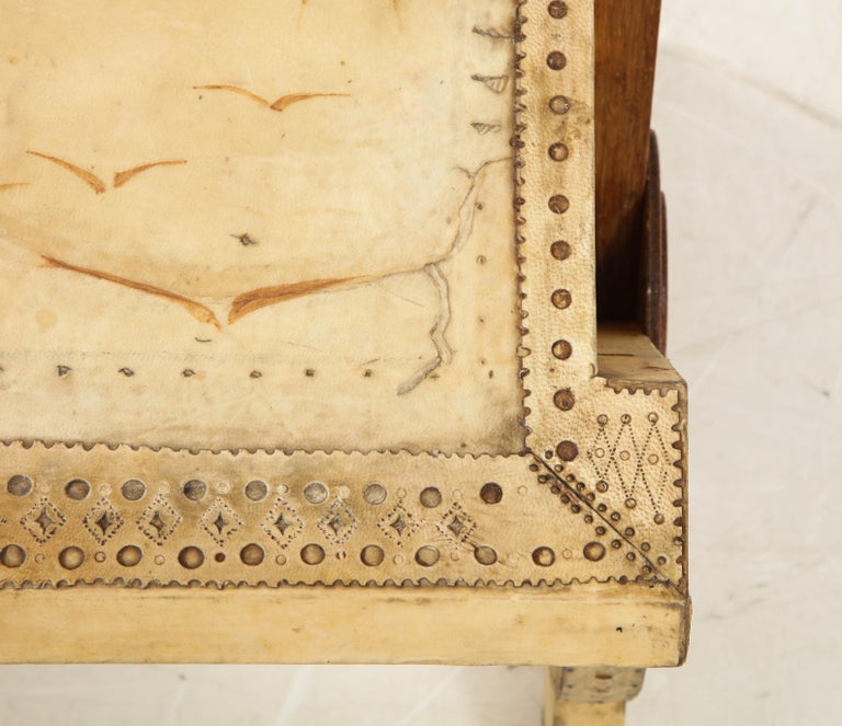 Rare Oak and Parchment Chair by Carlo Bugatti For Sale 5