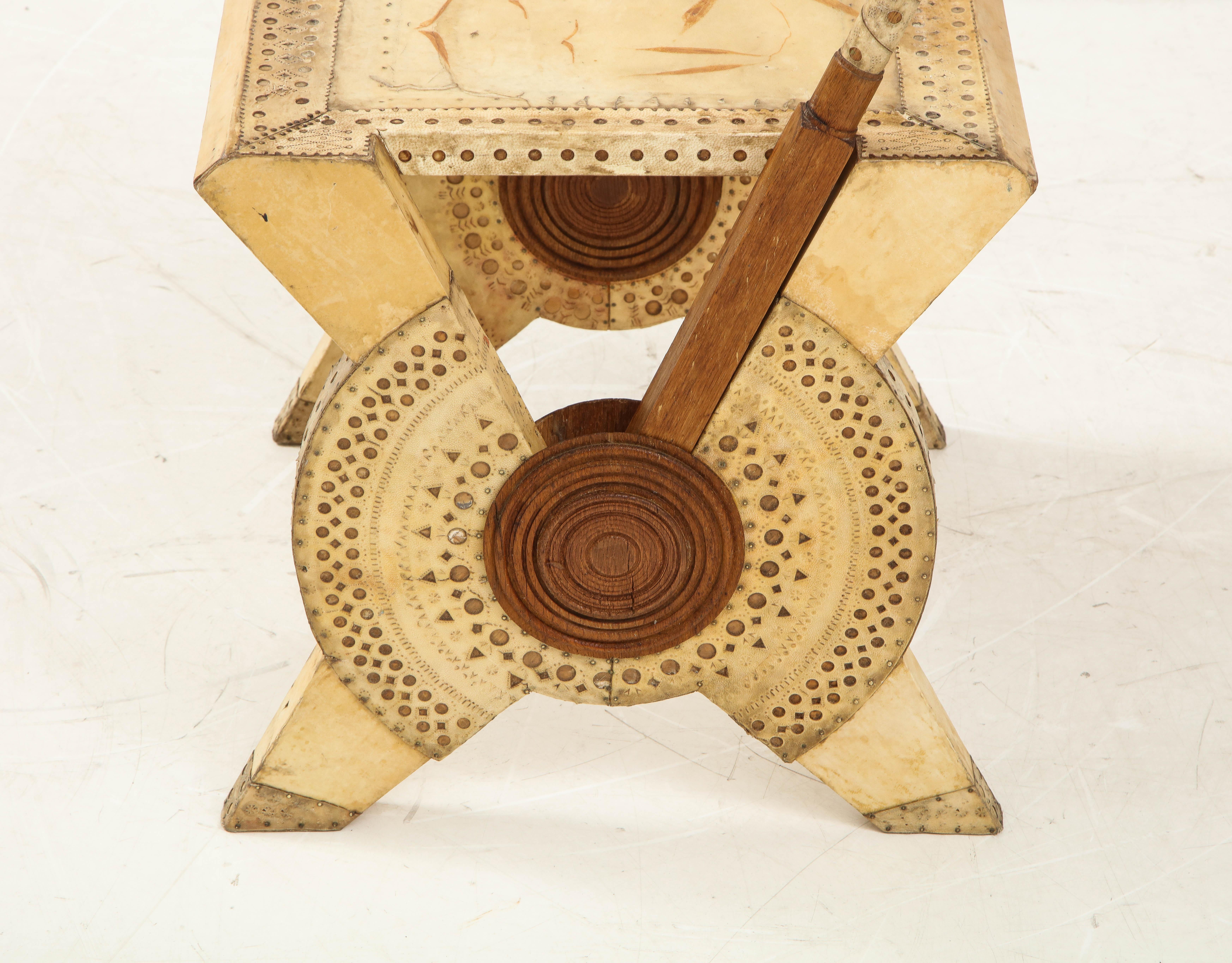 Rare Oak and Parchment Chair by Carlo Bugatti 5