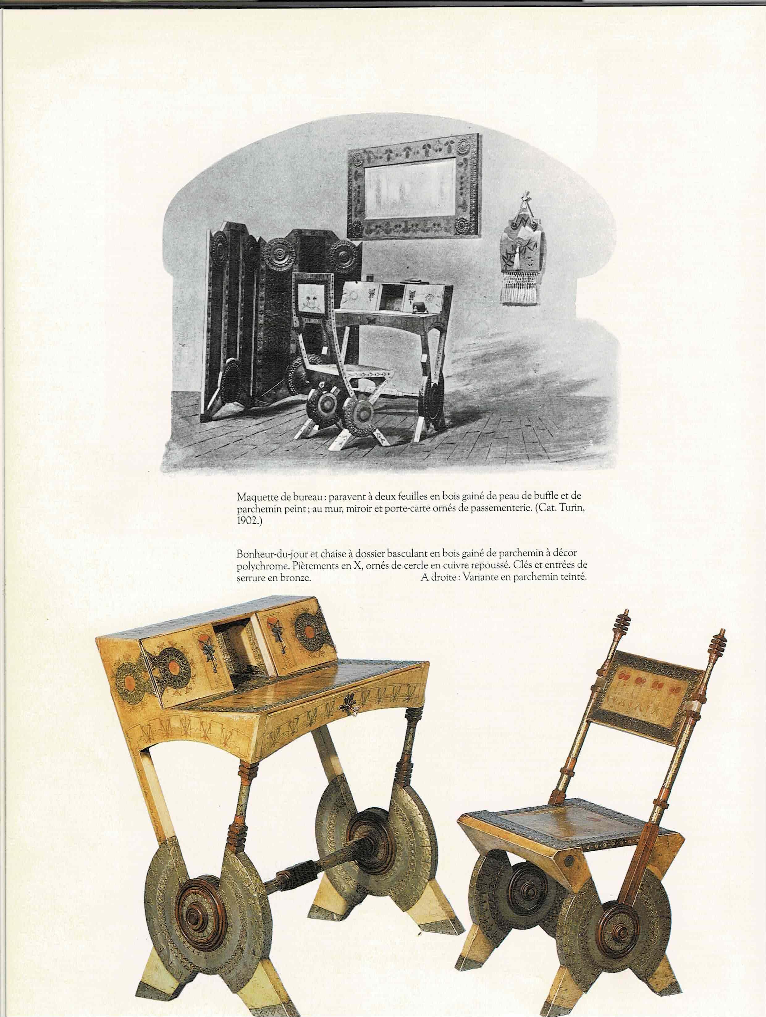Rare Oak and Parchment Chair by Carlo Bugatti 9