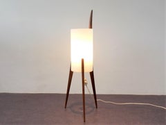 Rara lámpara de pie trípode de roble y plexiglás de Uno & Östen Kristiansson para Luxus