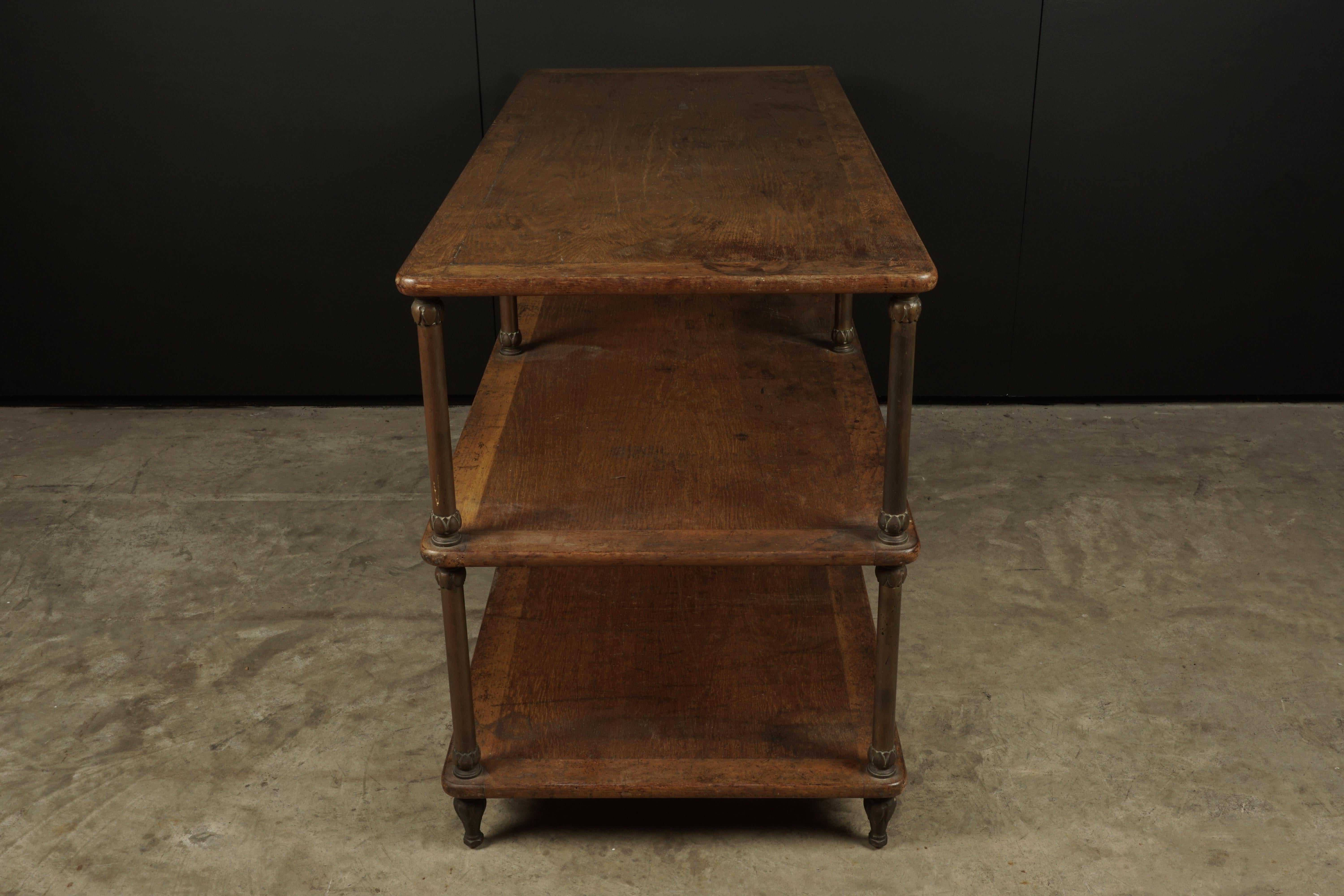 Rare Oak Console Table from a Haberdashery, France, 1900s 1