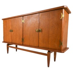 Seltenes Eichenholz-Highboard, Henning Kjaernulf zugeschrieben, Dänemark 1960er Jahre