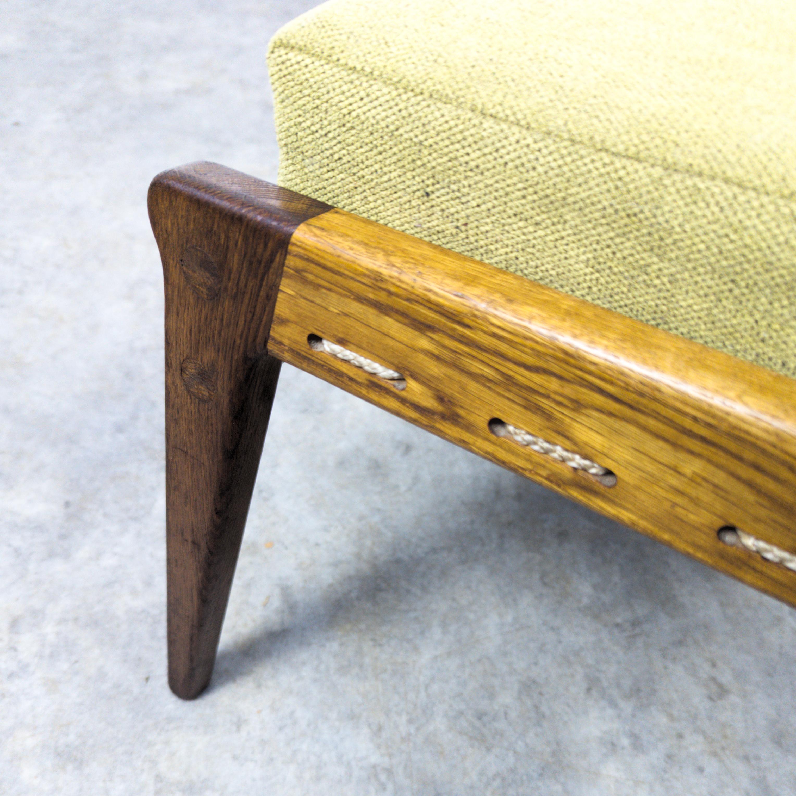 Rare oak hunting footstool by Heinz Heger, Germany 1950s For Sale 4