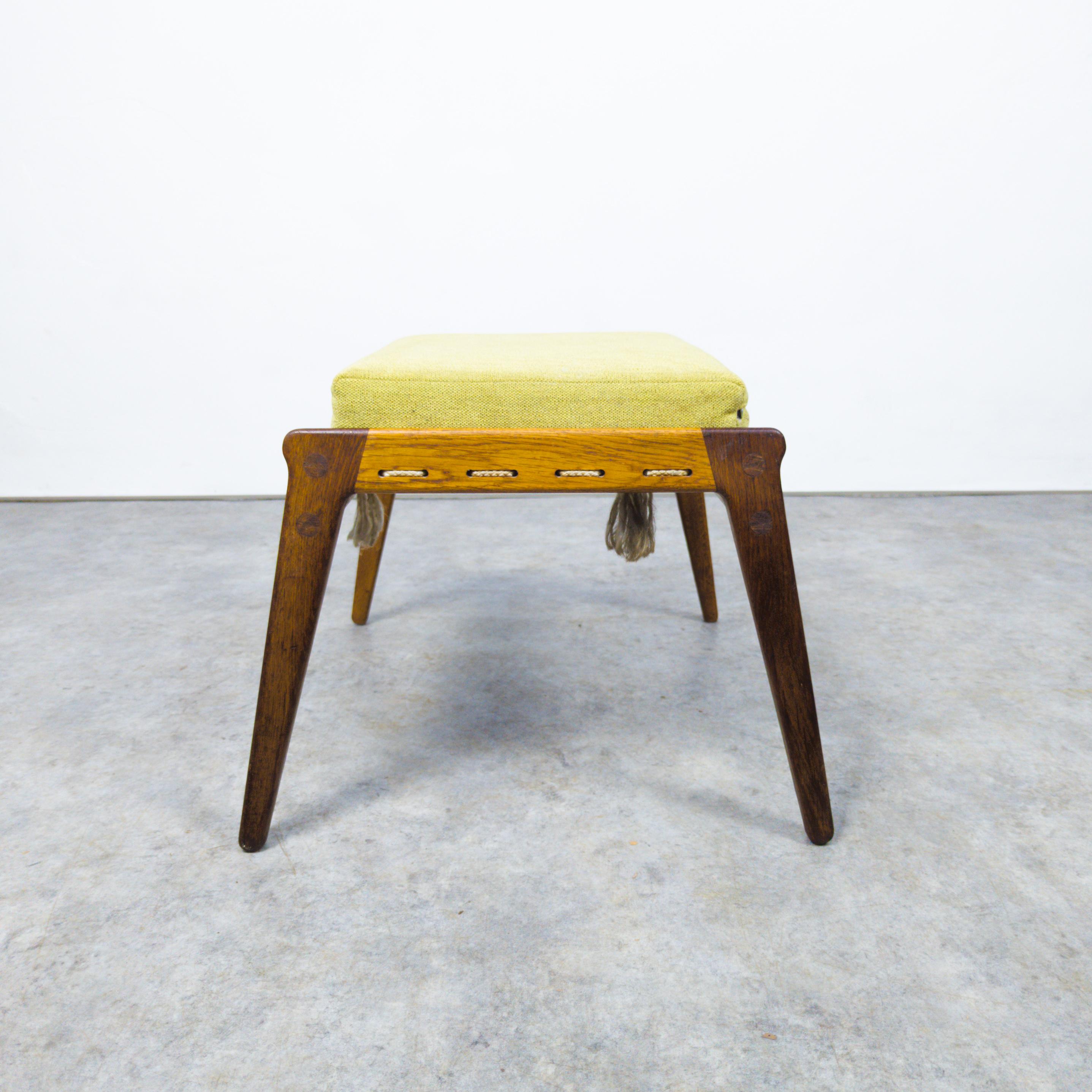 Rare oak hunting footstool by Heinz Heger, Germany 1950s For Sale 1