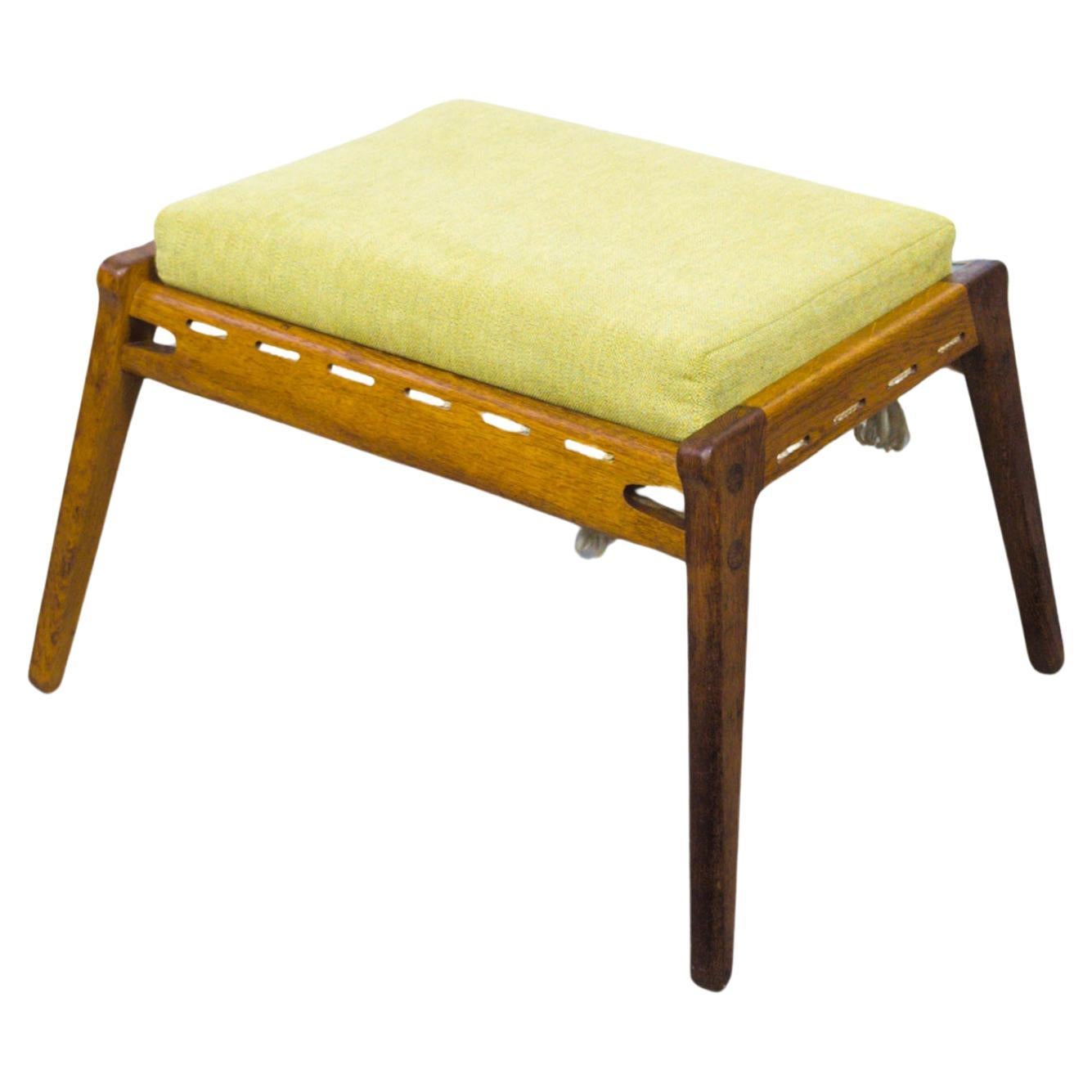 Rare oak hunting footstool by Heinz Heger, Germany 1950s For Sale