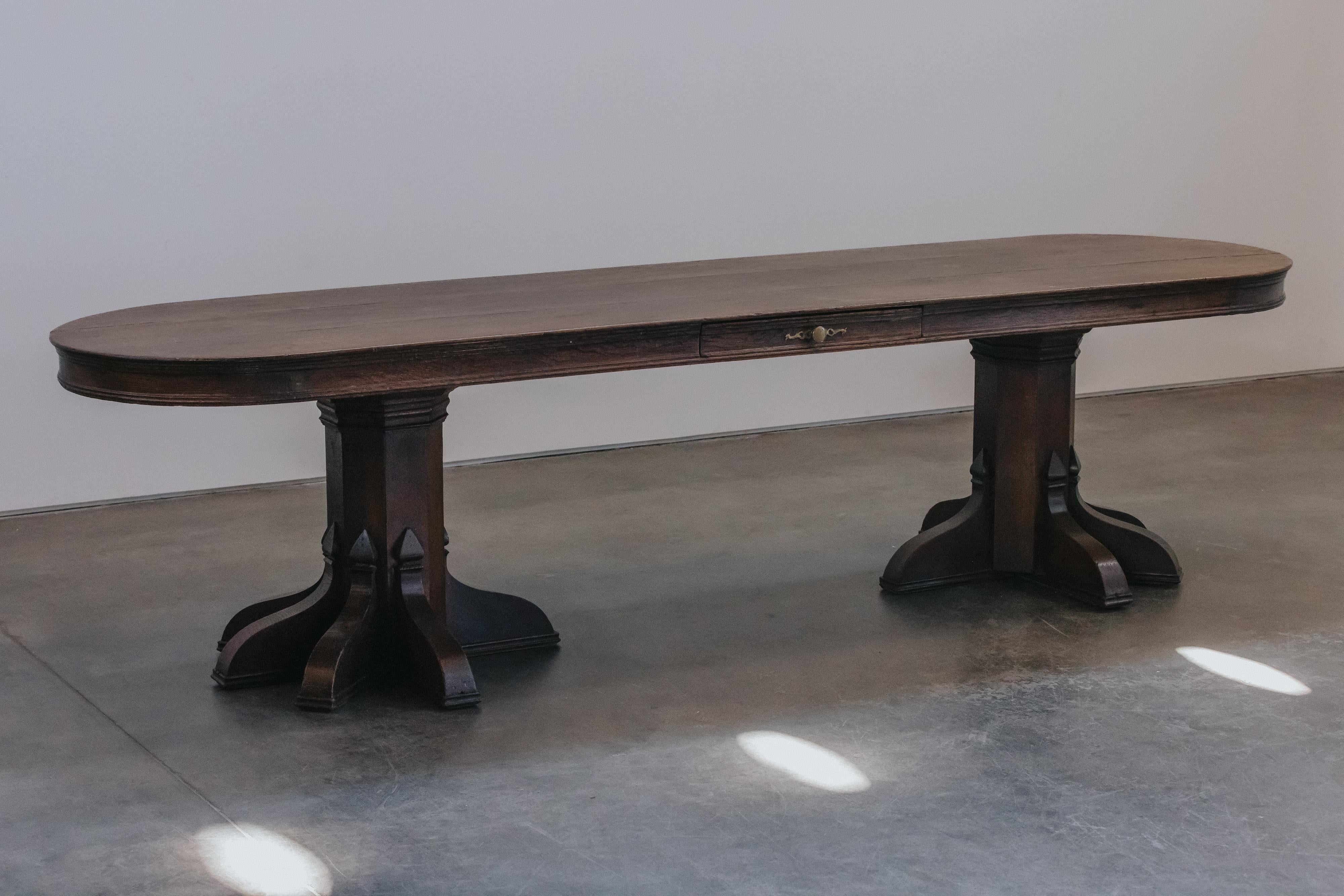 Européen Rare console d'atelier en chêne de France, vers 1920 en vente