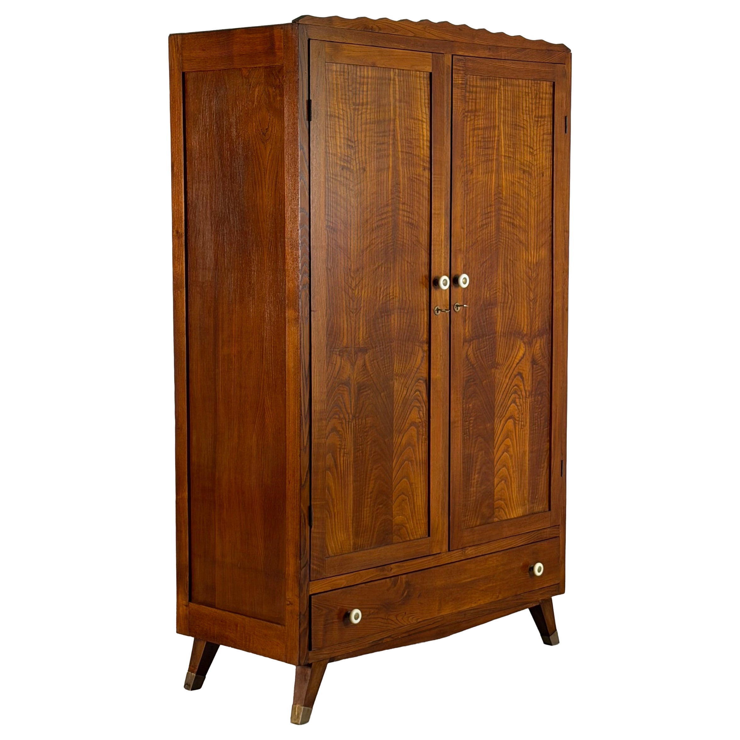 Rare Oak Wardrobe by Italo Gamberini, Tuscany, Italy, 1940s For Sale