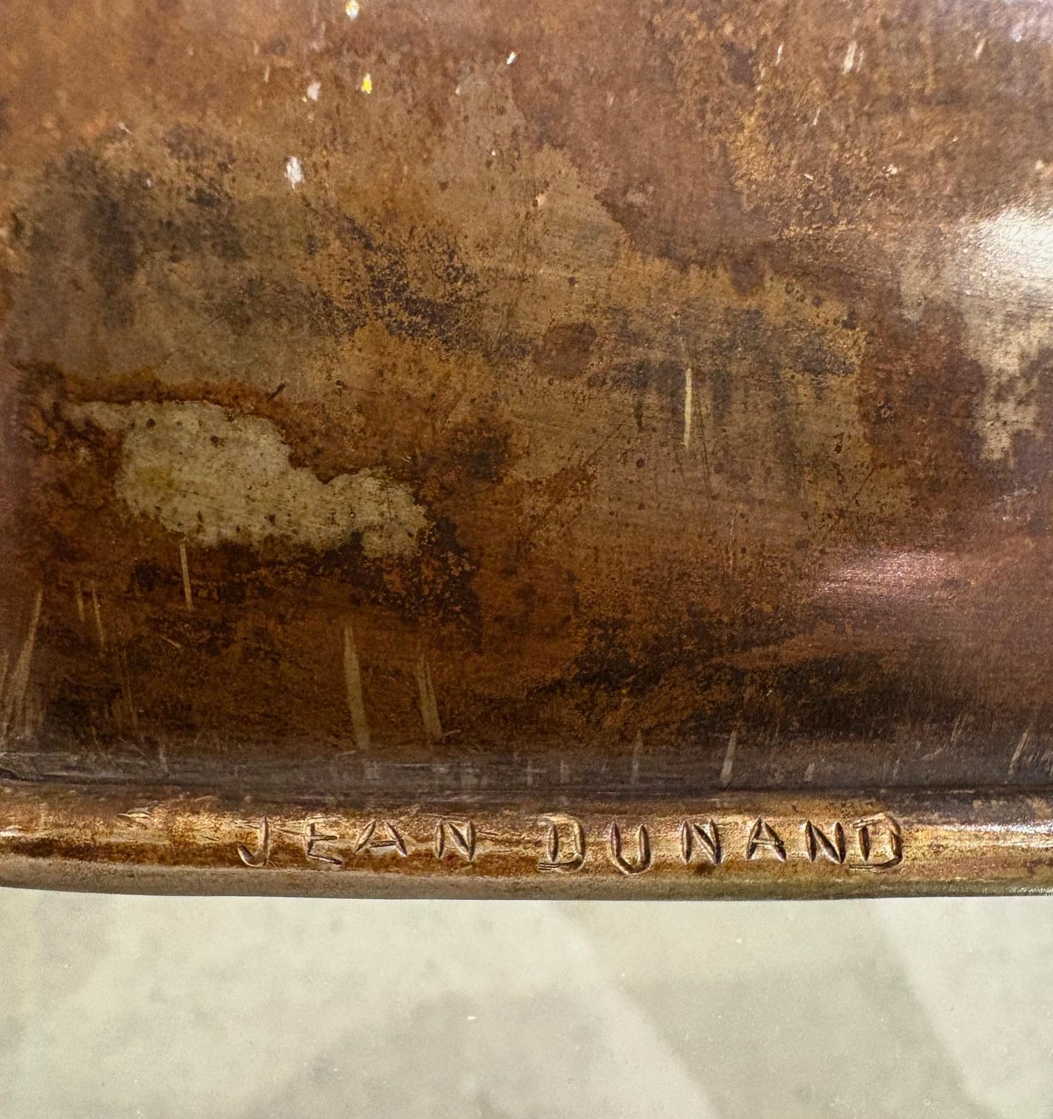 Rare chargeur octogonal Dinanderie en cuivre patiné de Jean Dunand en vente 5