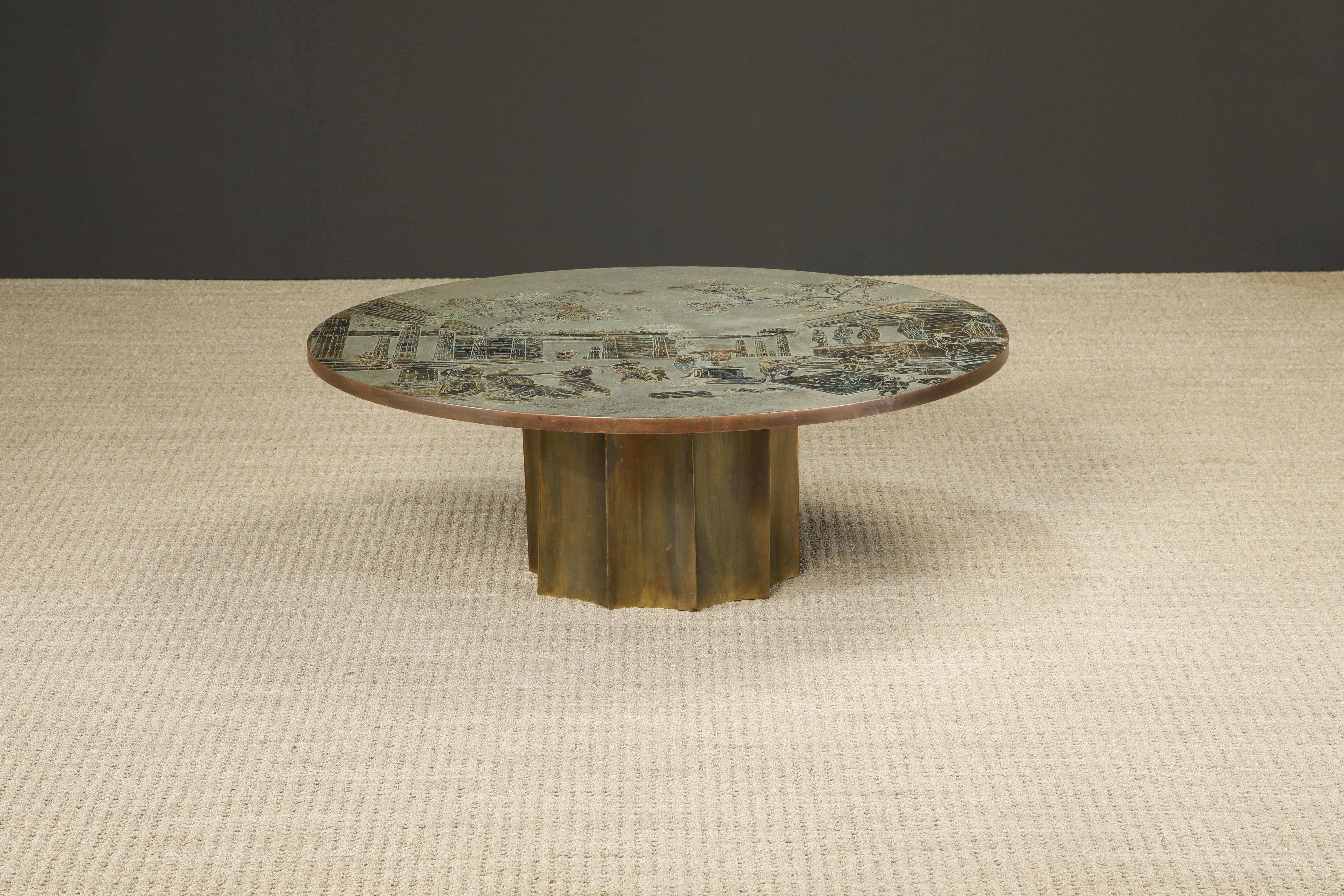 Mid-Century Modern Rare 'Odyssey' Bronze Cocktail Table by Philip and Kelvin LaVerne, 1960s, Signed