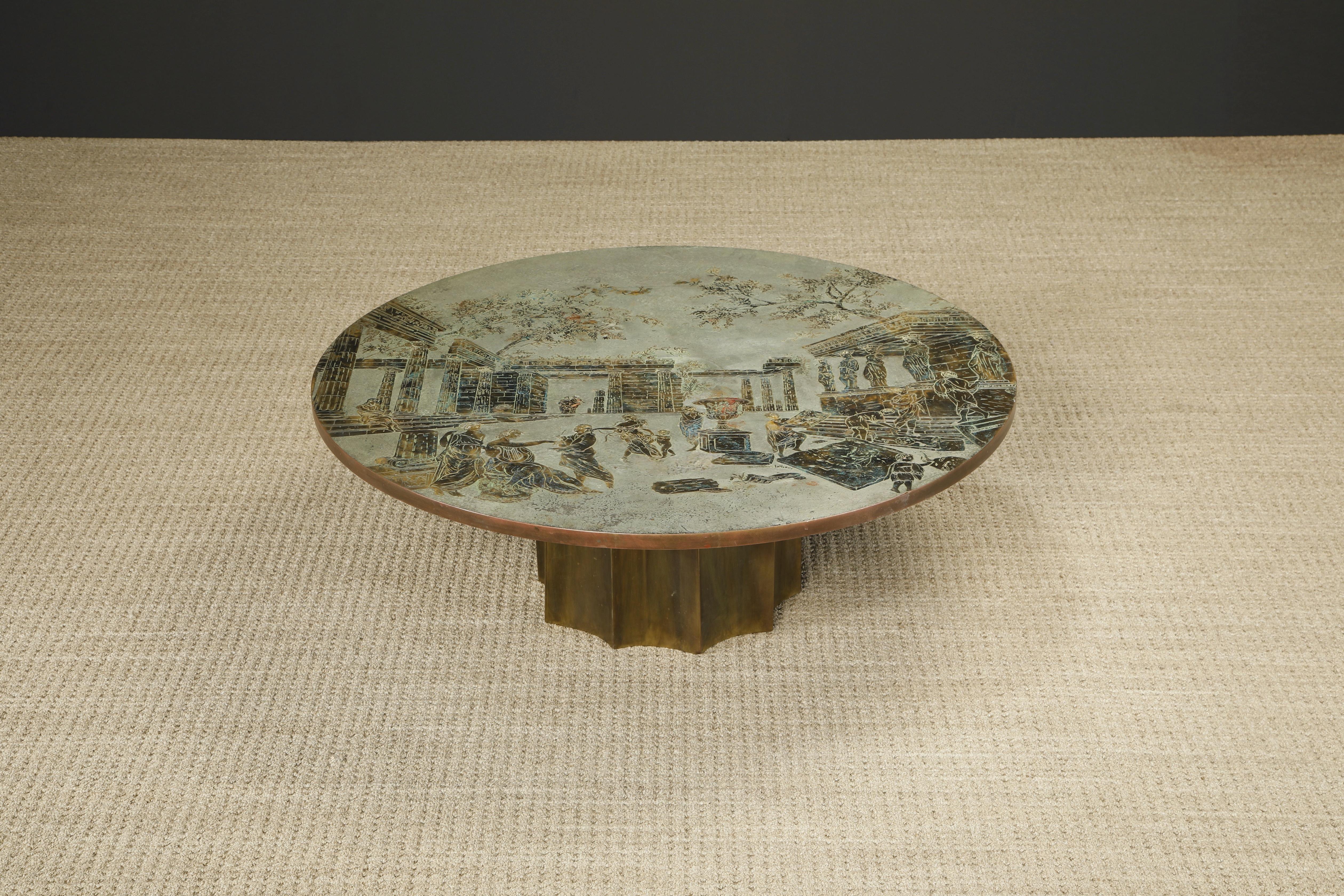 American Rare 'Odyssey' Bronze Cocktail Table by Philip and Kelvin LaVerne, 1960s, Signed