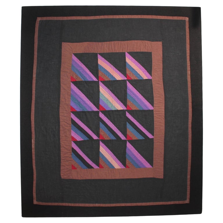 Rare Ohio Amish Roman Stripes Crib Quilt For Sale at 1stDibs