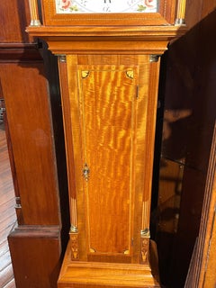 Rare Old American Stennes Fed, Sty, Inlaid Mahog, Automaton 8day Longcase Clock