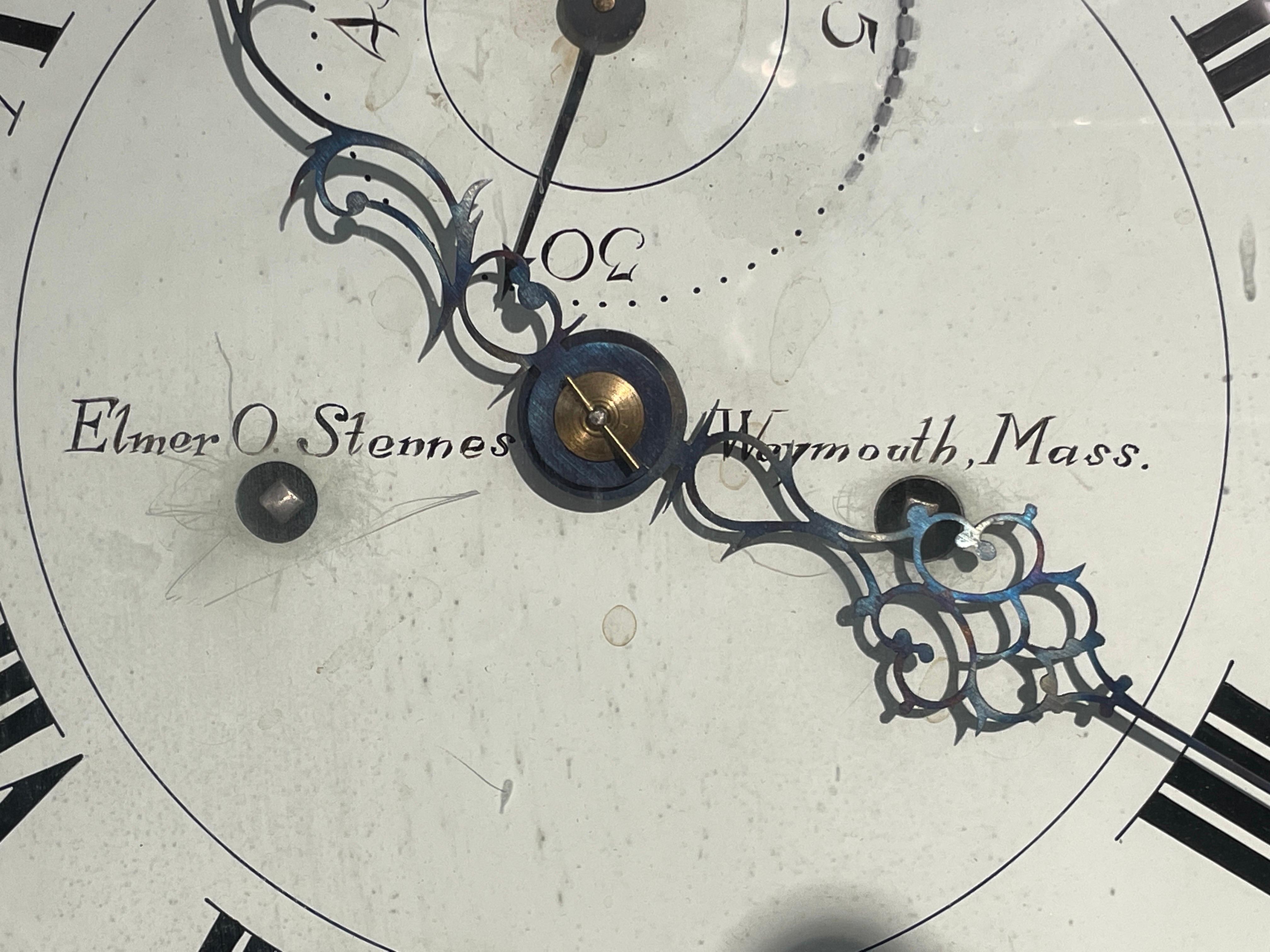 20th Century Rare Old American Stennes Fed, Sty, Inlaid Mahog, Automaton 8day Longcase Clock