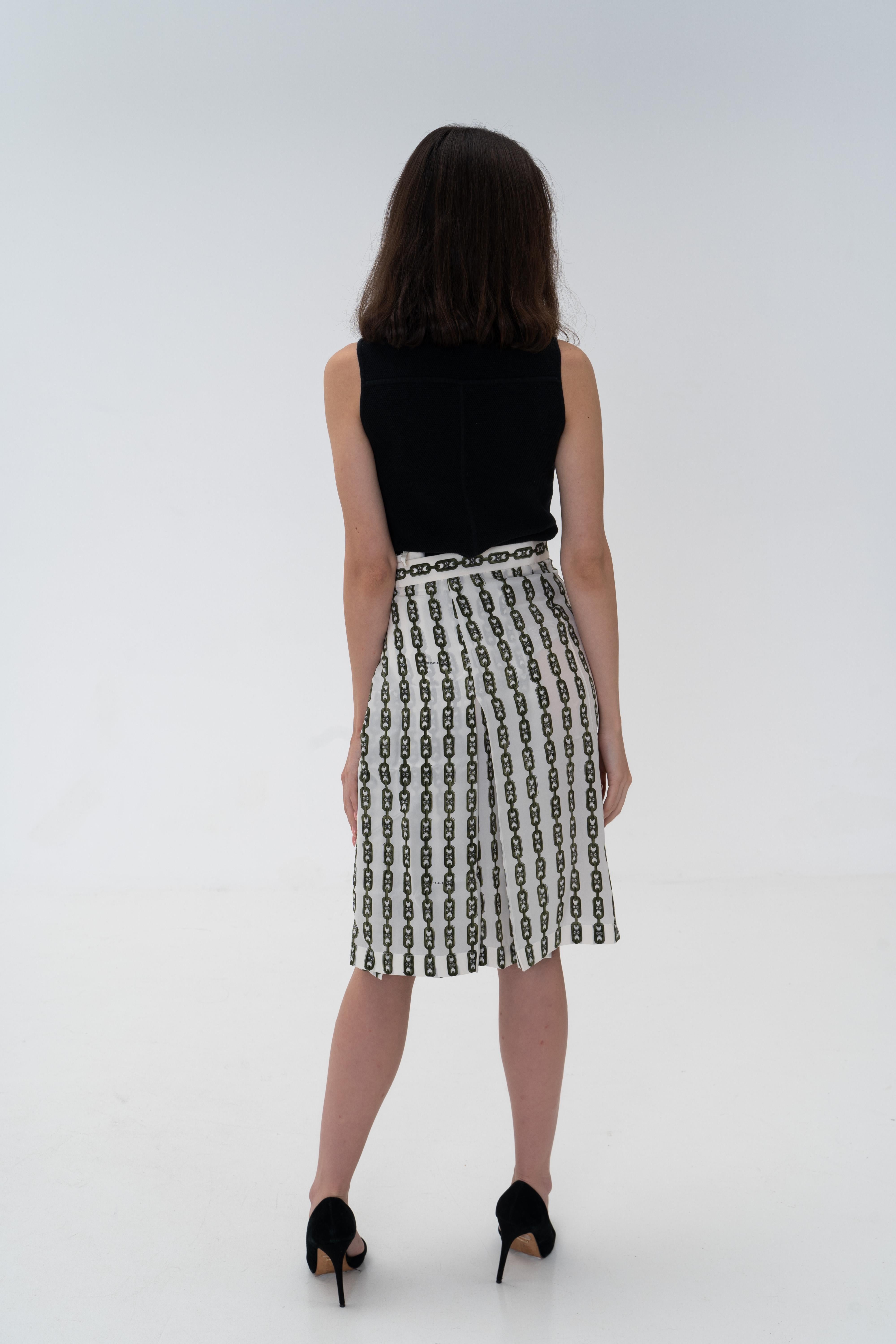 Rare! Old Celine by Phoebe Philo Horsebit Skirt logo monogram chains  2016 US 12 For Sale 2