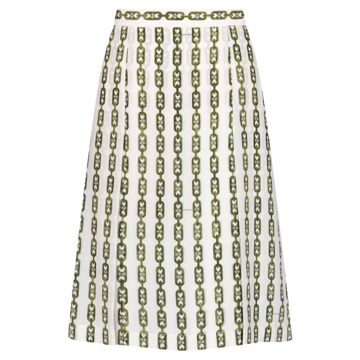 Rare! Old Celine by Phoebe Philo Horsebit Skirt logo monogram chains  2016 US 12 For Sale