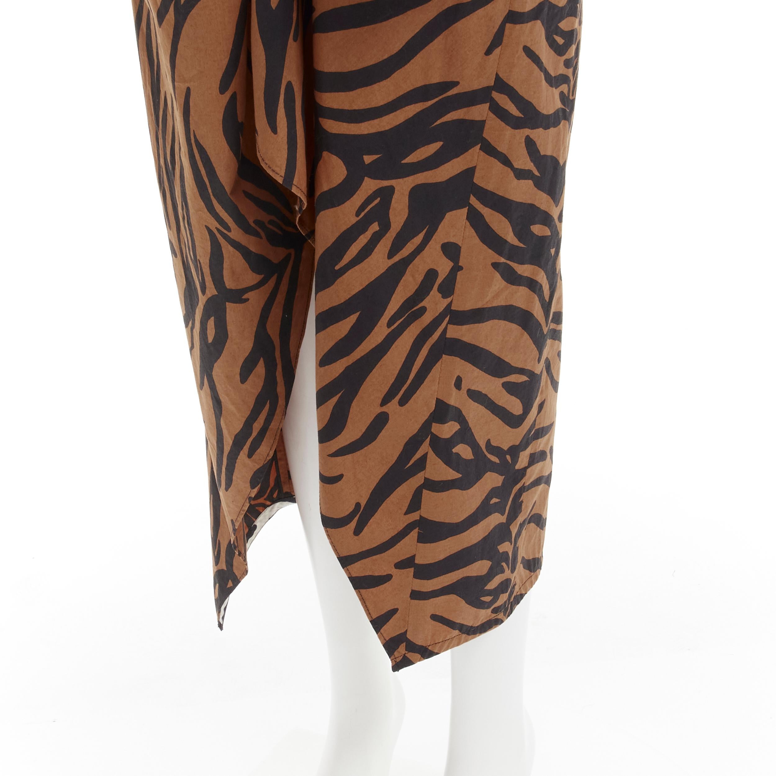 rare OLD CELINE Phoebe Philo 2016 Runway brown tiger twist bow dress FR34 XS 3
