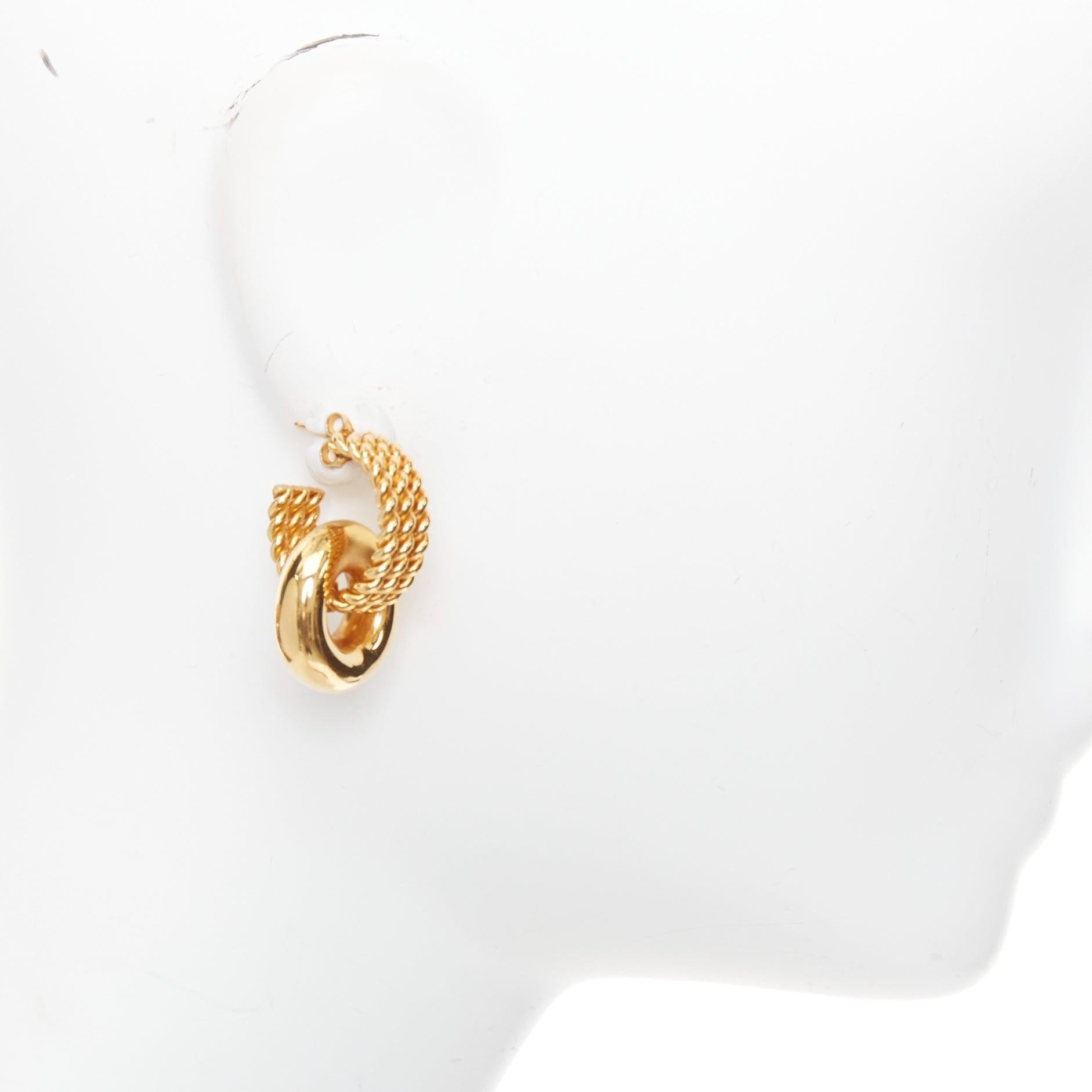 selten OLD CELINE Phoebe Philo 2018 Twisted Rope Double Hoop Pin Ohrringe Paar im Zustand „Gut“ im Angebot in Hong Kong, NT