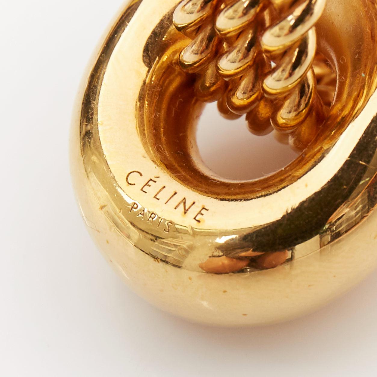 selten OLD CELINE Phoebe Philo 2018 Twisted Rope Double Hoop Pin Ohrringe Paar im Angebot 2