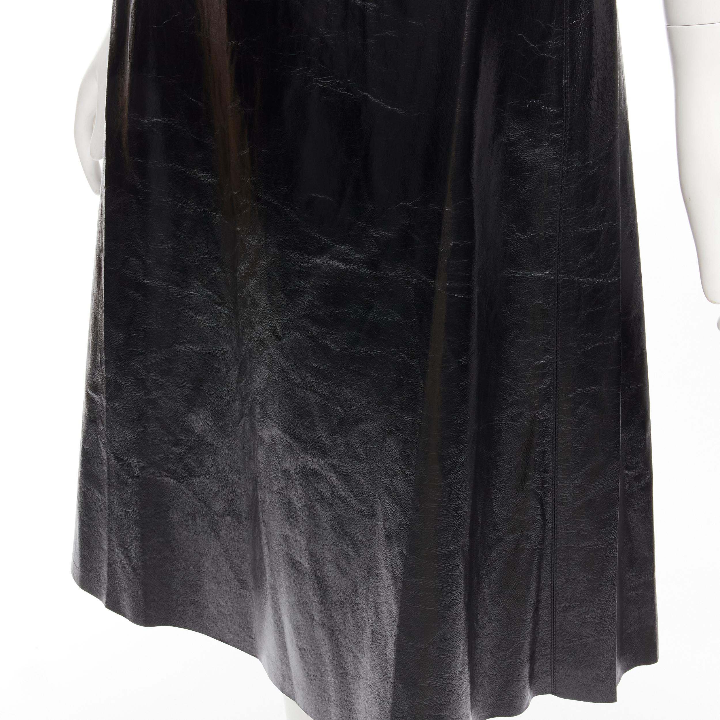 rare OLD CELINE Phoebe Philo black shiney lambskin rusched sleeve dress FR36 S For Sale 2