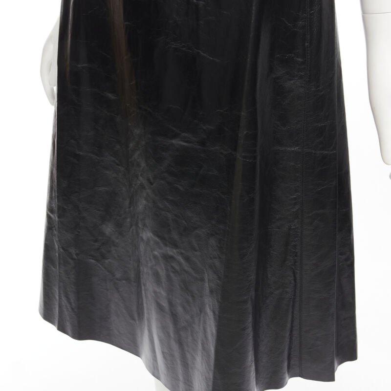 rare OLD CELINE Phoebe Philo black shiney lambskin rusched sleeve dress FR36 S For Sale 3