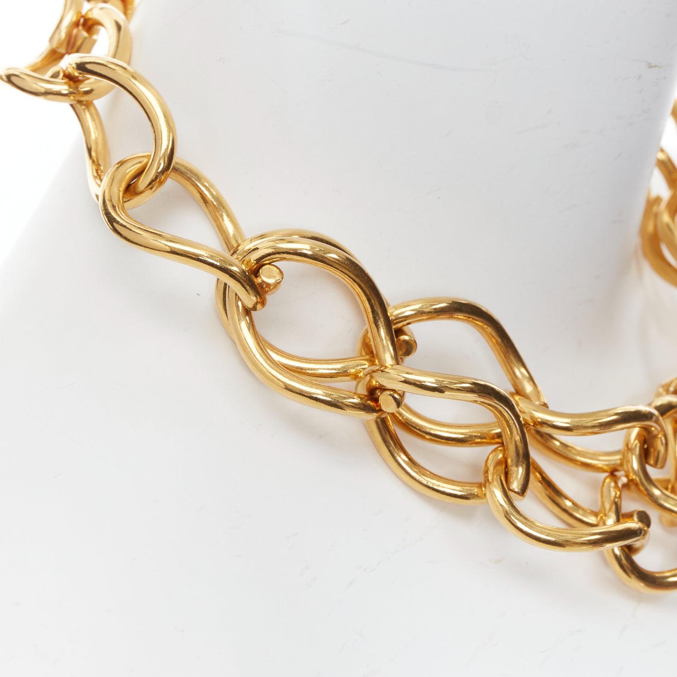raro OLD Celine Phoebe Philo oro doppia catena girocollo corto in vendita 4