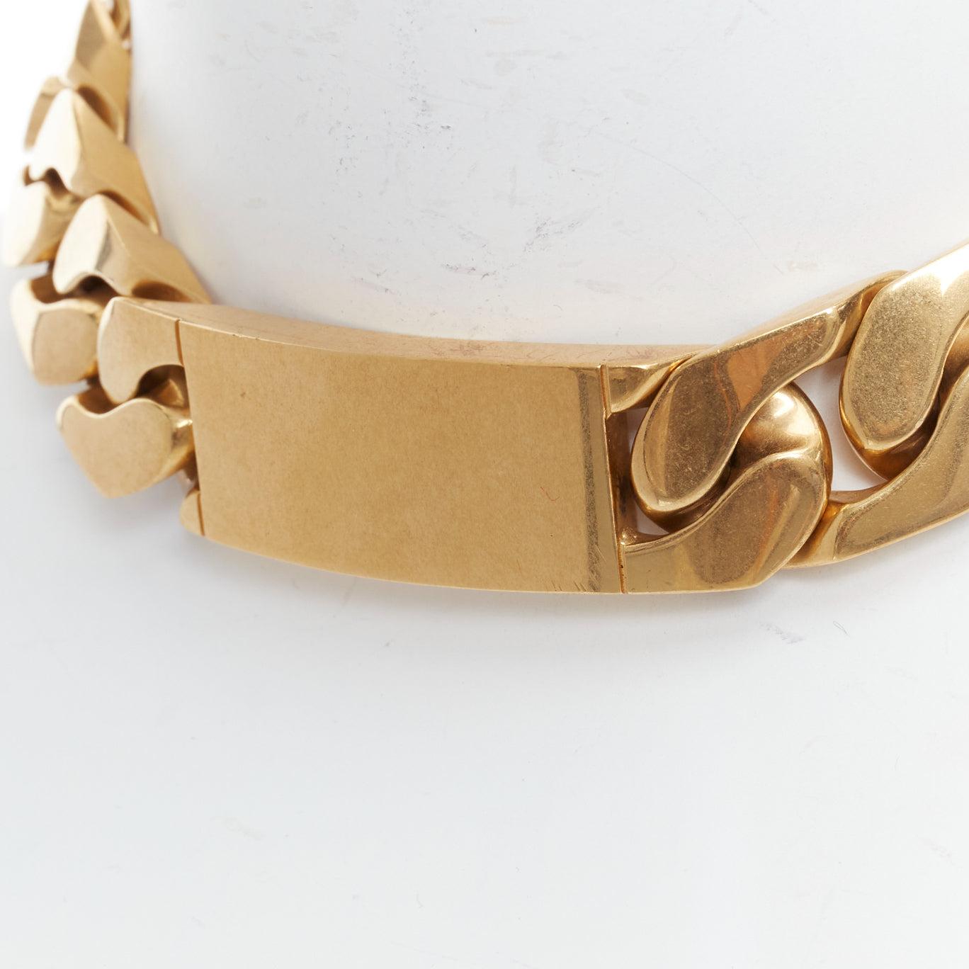 rare OLD CELINE Phoebe Philo gold tone ID plate chunky choker necklace For Sale 3