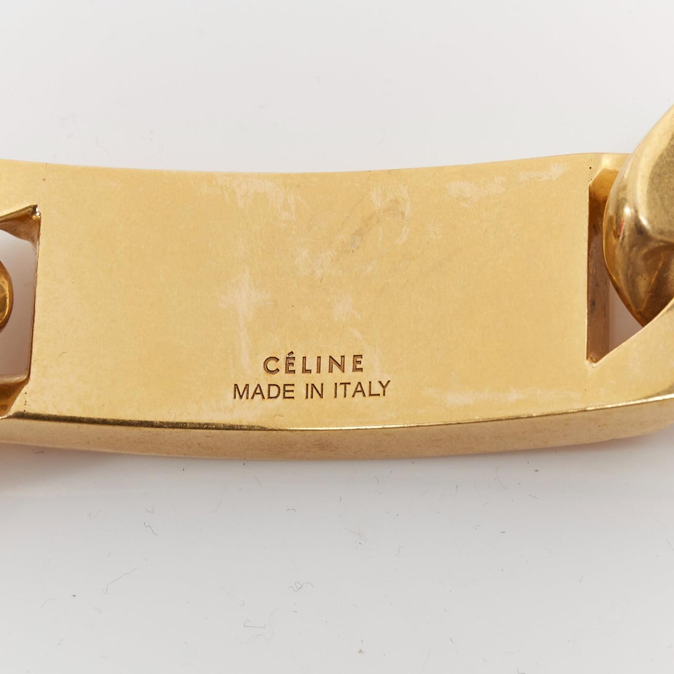 rare OLD CELINE Phoebe Philo gold tone ID plate chunky choker necklace For Sale 4