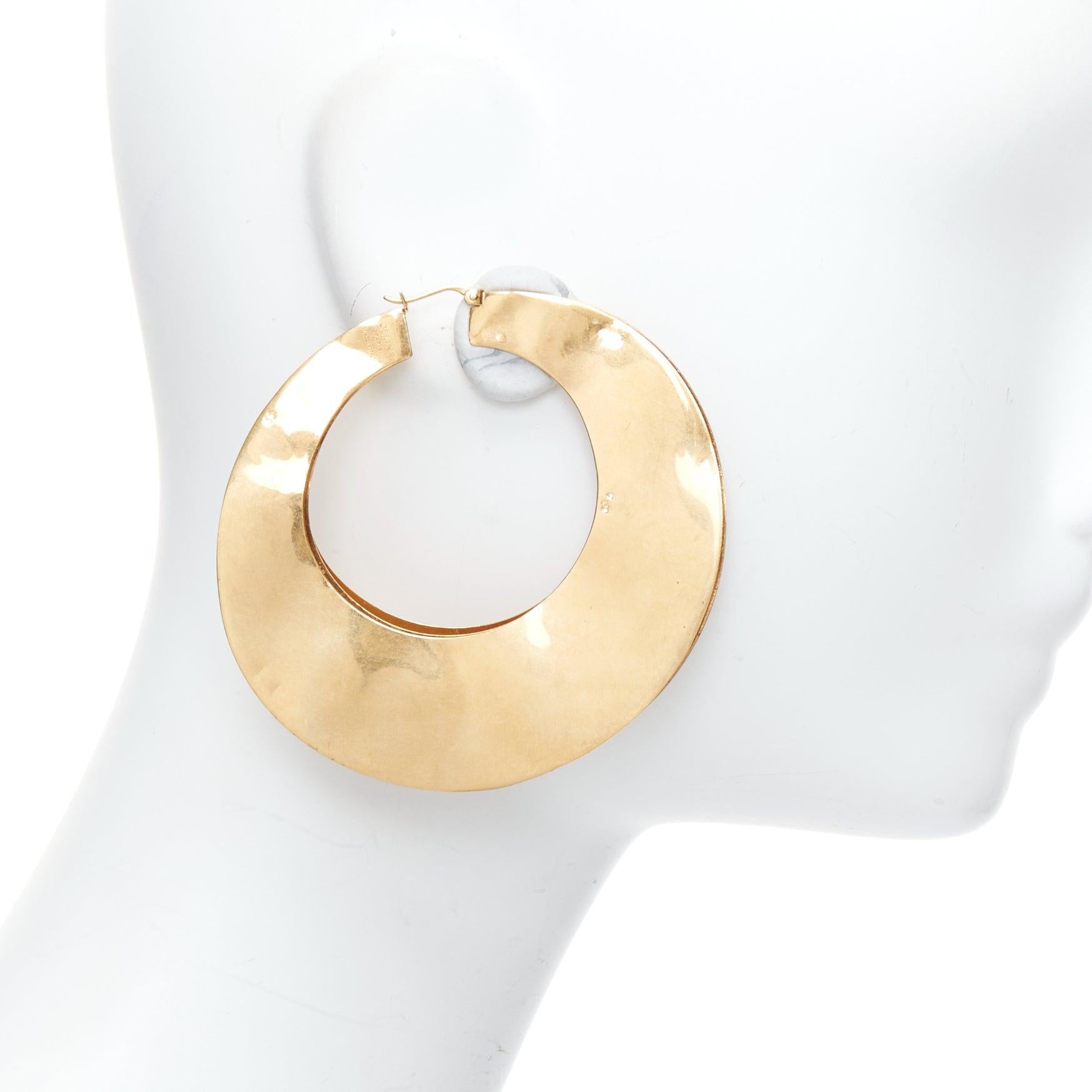 rare OLD CELINE Phoebe Philo gold triple layered hoop earrings In Good Condition In Hong Kong, NT
