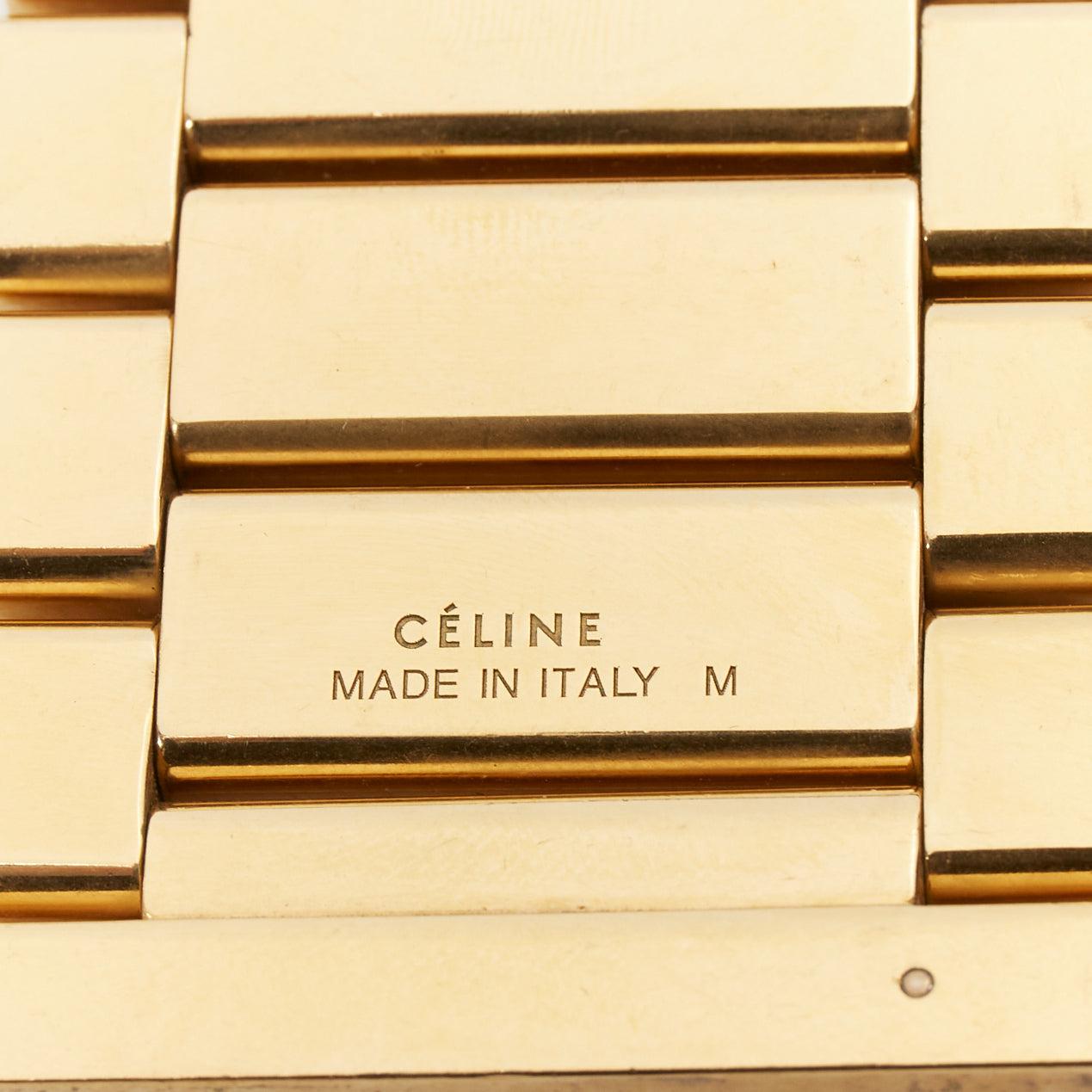 Women's rare OLD CELINE Phoebe Philo Manchette gold tone watch link wide bracelet For Sale