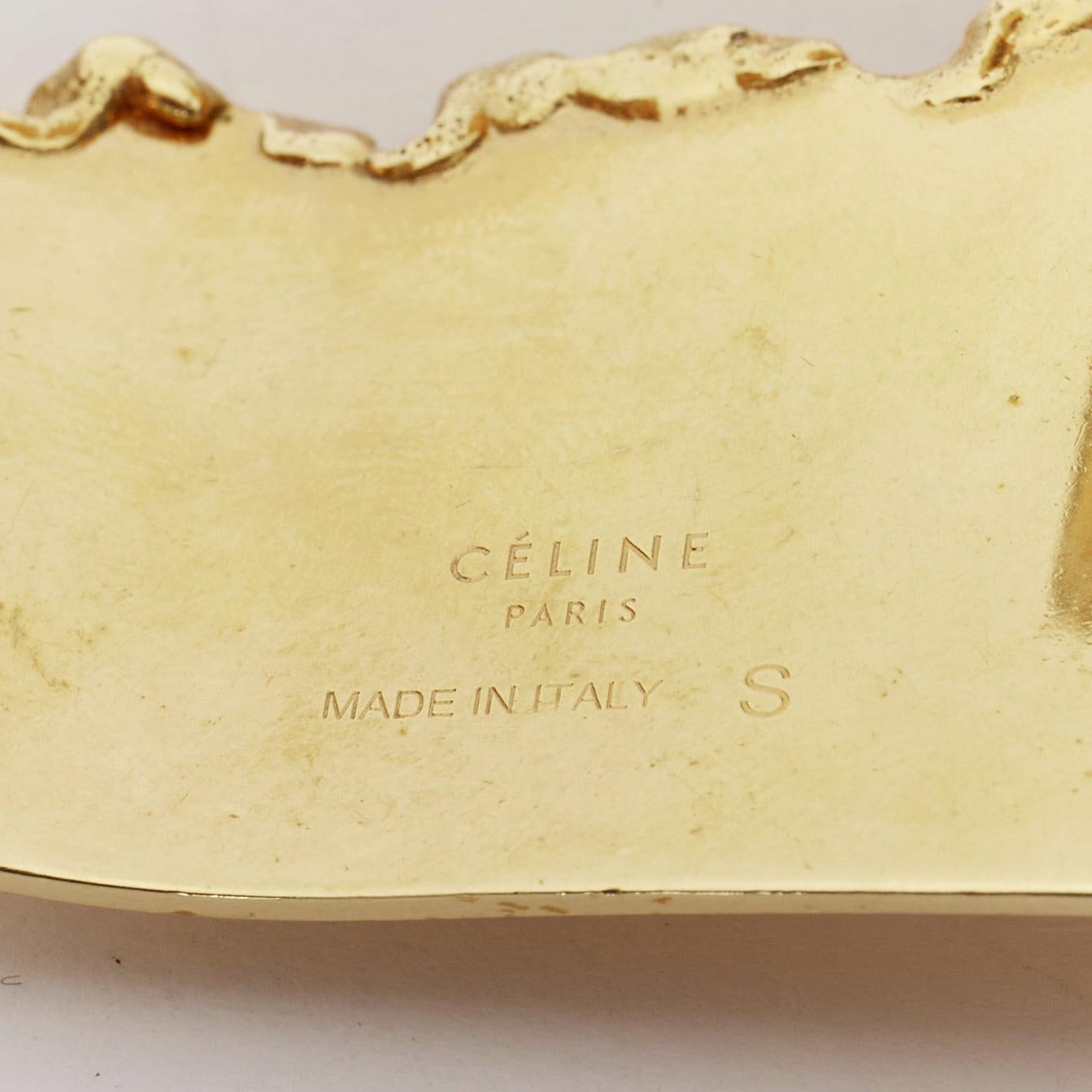 CÉLINE Phoebe Philo Runway rare manchette bangle en or dévoré « tear statement » S en vente 3
