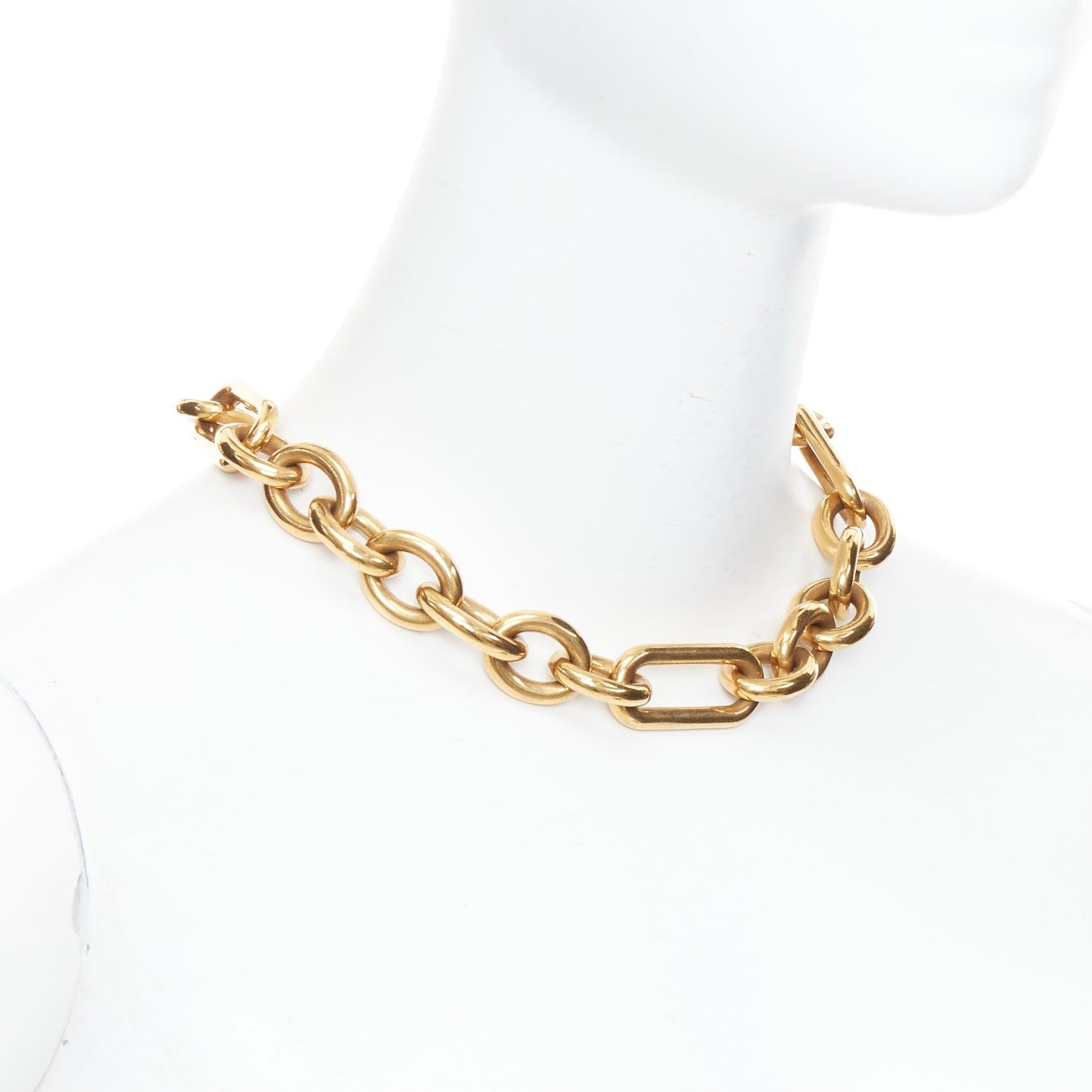 rare OLD CELINE Phoebe Philo Runway gold-tone mixed chunky loop chain necklace In Good Condition For Sale In Hong Kong, NT