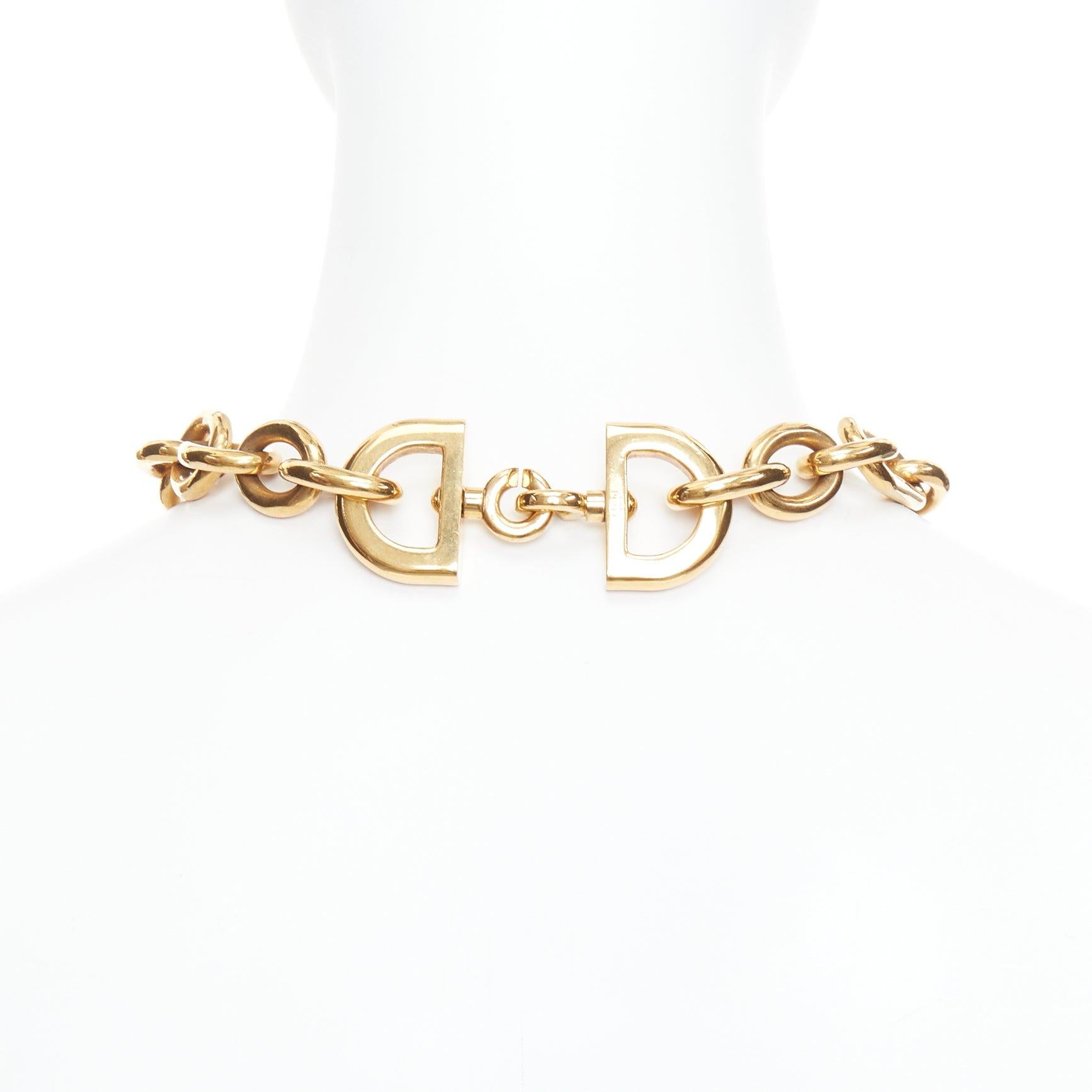 rare OLD CELINE Phoebe Philo Runway gold-tone mixed chunky loop chain necklace For Sale 1