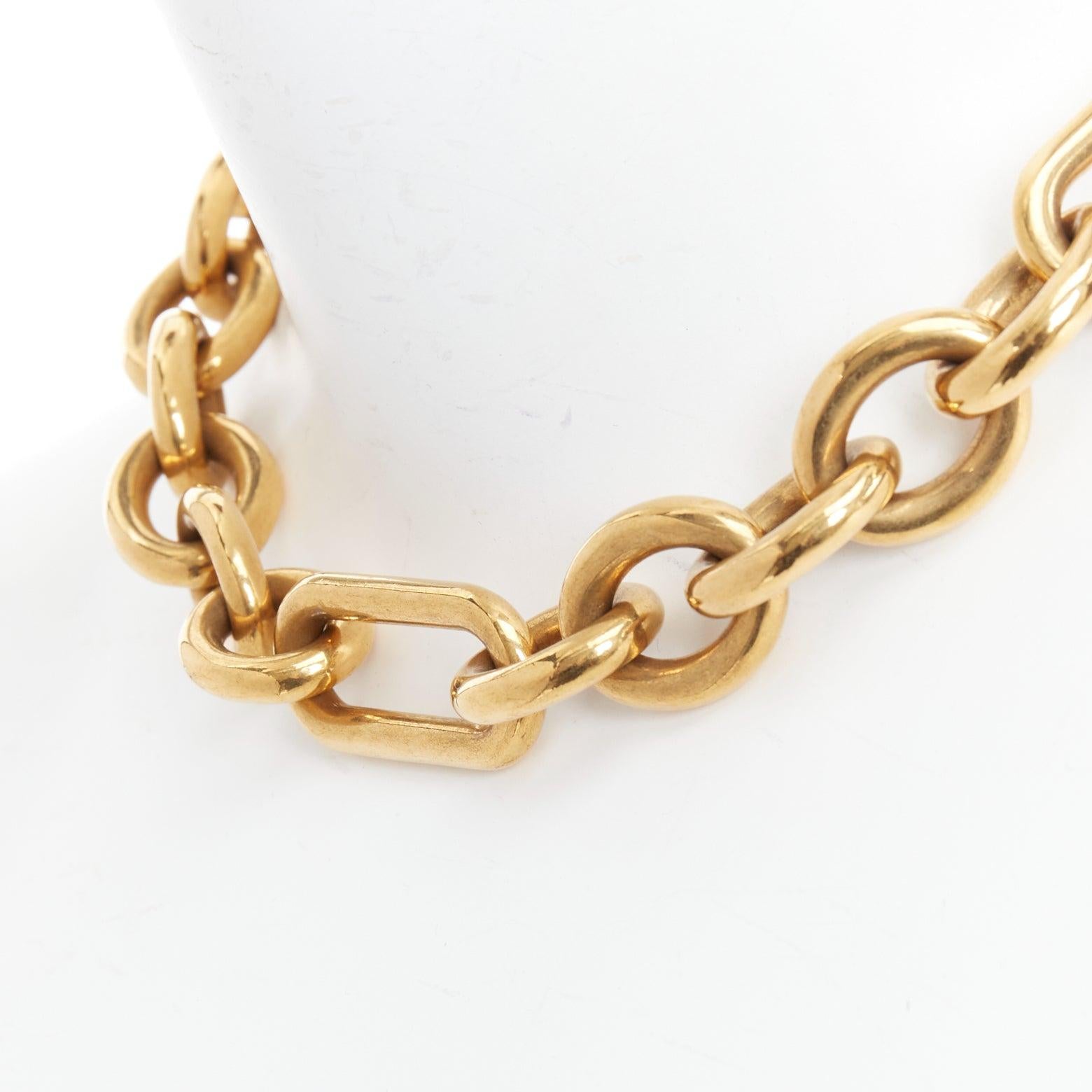 rare OLD CELINE Phoebe Philo Runway gold-tone mixed chunky loop chain necklace For Sale 3