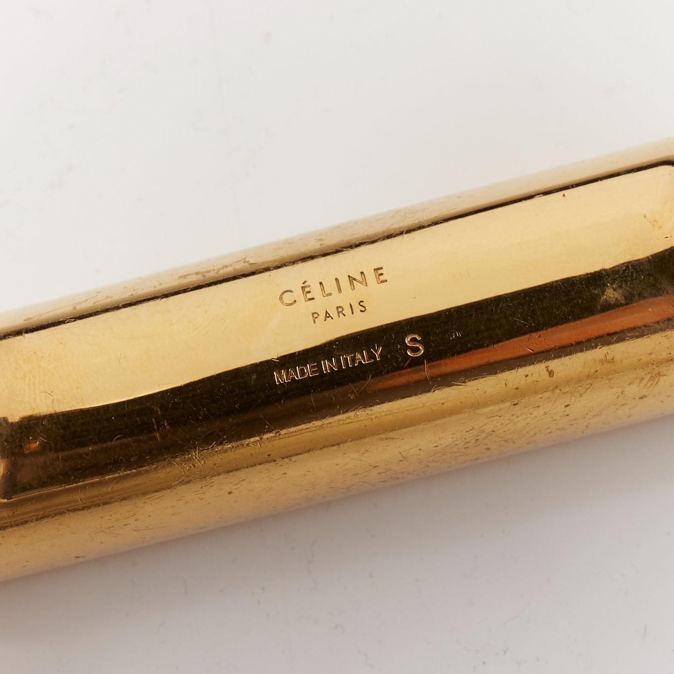 CÉLINE Phoebe Philo Runway rare manchette bangle carrée tubulaire dorée S Pour femmes en vente