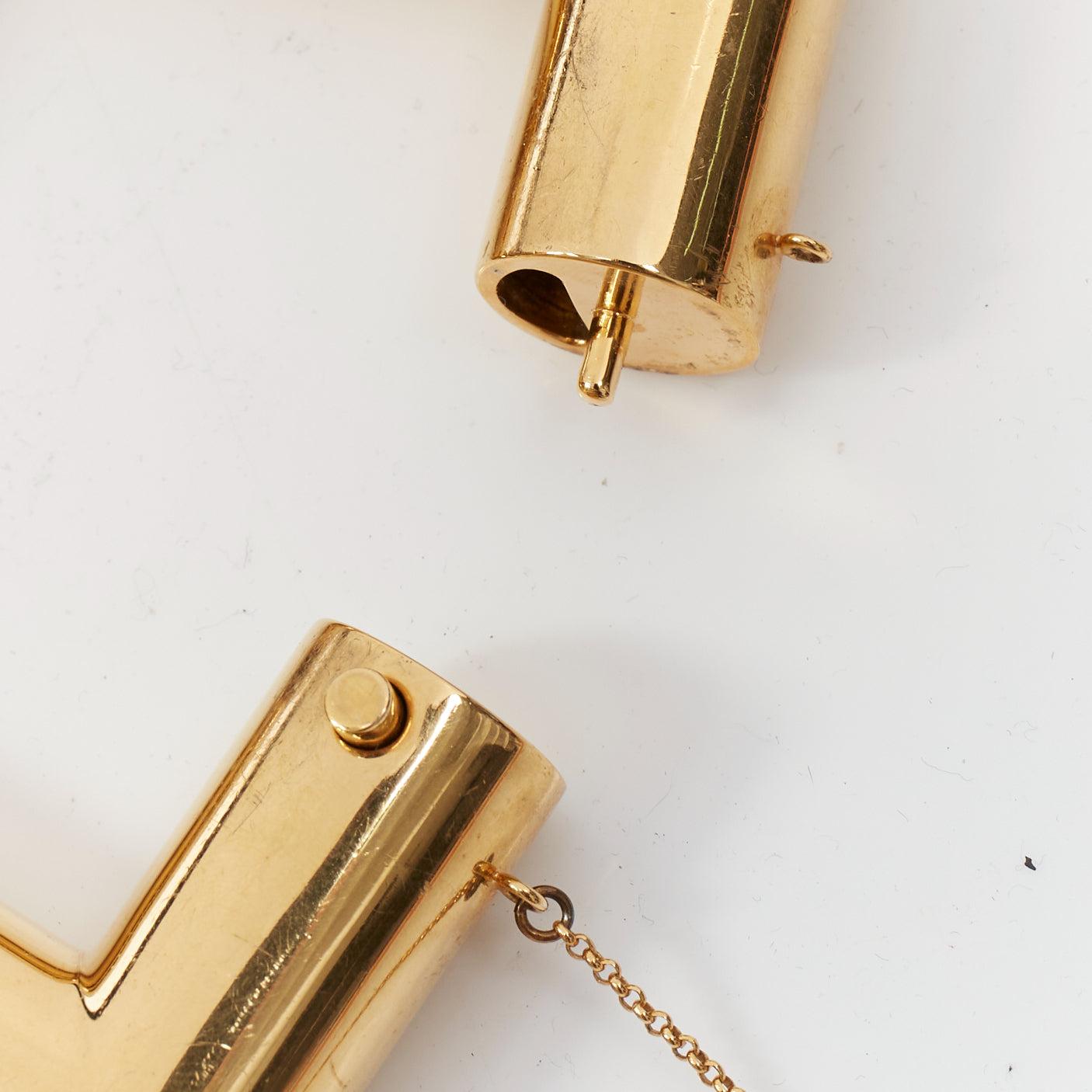 CÉLINE Phoebe Philo Runway rare manchette bangle carrée tubulaire dorée S en vente 1
