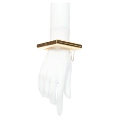 rare OLD CELINE Phoebe Philo Runway gold tubular square bangle cuff S