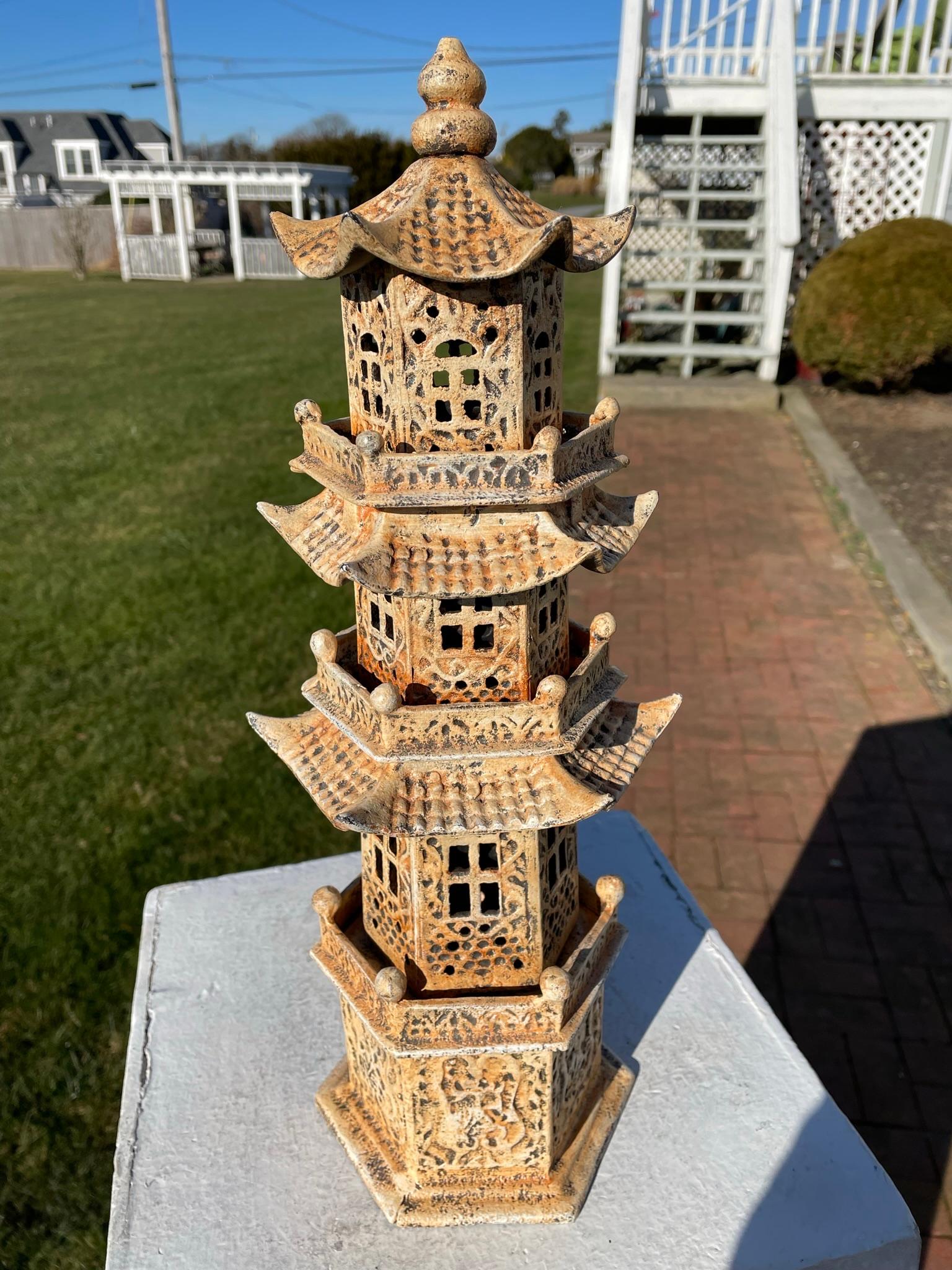 Rare Old Chinese Watch Tower Garden Lighting Lantern For Sale 4