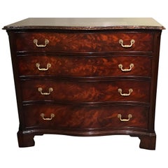 Rare Old Colony Mahogany Serpentine Chest of Drawers, circa 1940s