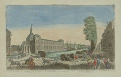 Rare Old Hand-Colored Optica Print of the Blaak in Rotterdam, the Netherlands