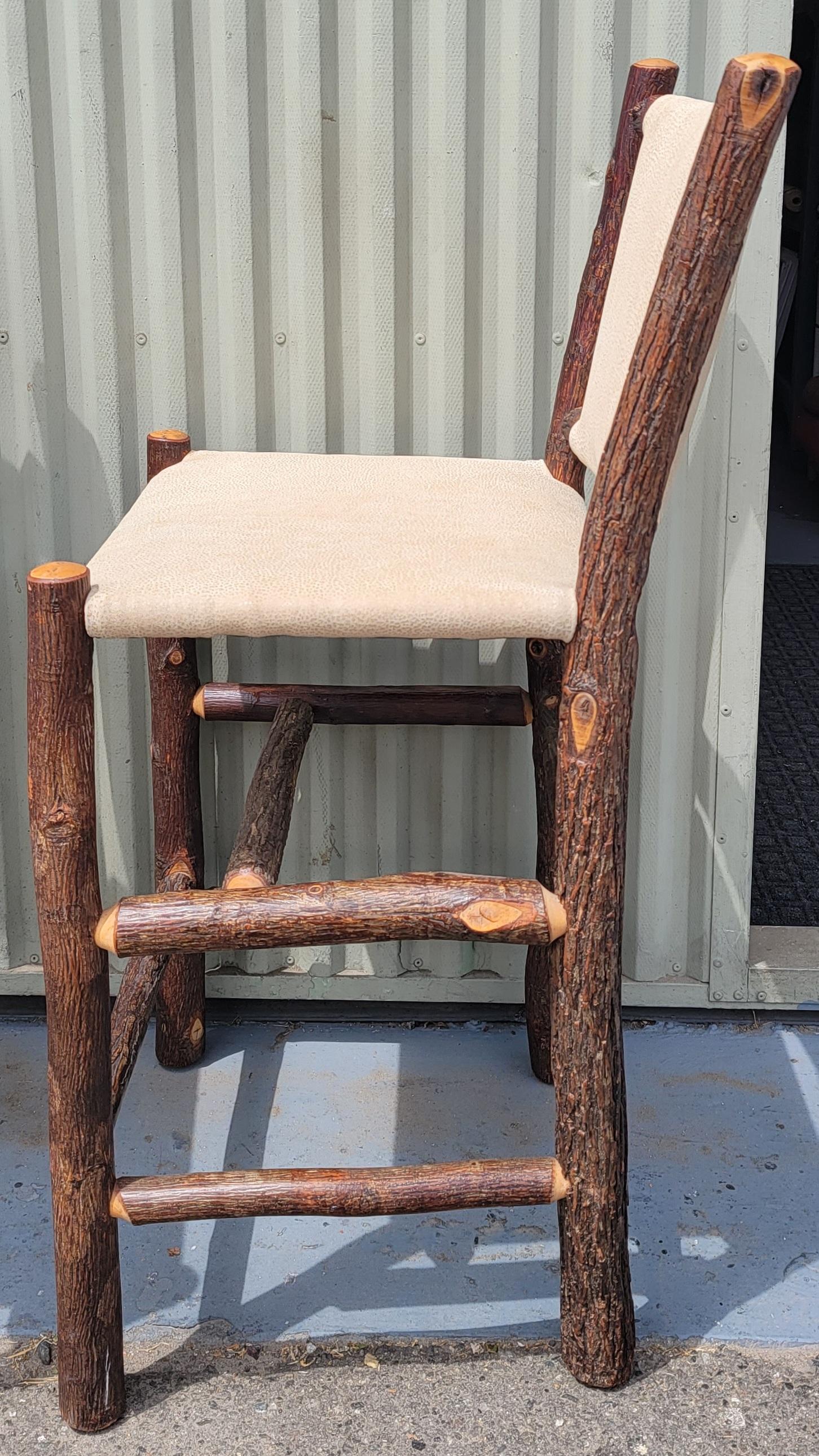 Rare Old Hickory Bar Stools W/ Leather Seats & Backs-Pair For Sale 3