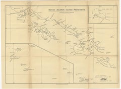 Rare Old Map of the British Solomon Islands Protectorate, 1925