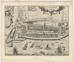 Rare Old Map of the City of Stavoren, Friesland, the Netherlands, 1616
