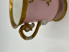 Rare Old Paris Empire Style Classical Teacup & Saucer w/ Bisque Faces & Ram Head